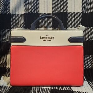 Kate Spade Red, Blue and Cream Women's Bag Satchel Staci